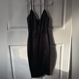 Black V-Neck Midi Dress